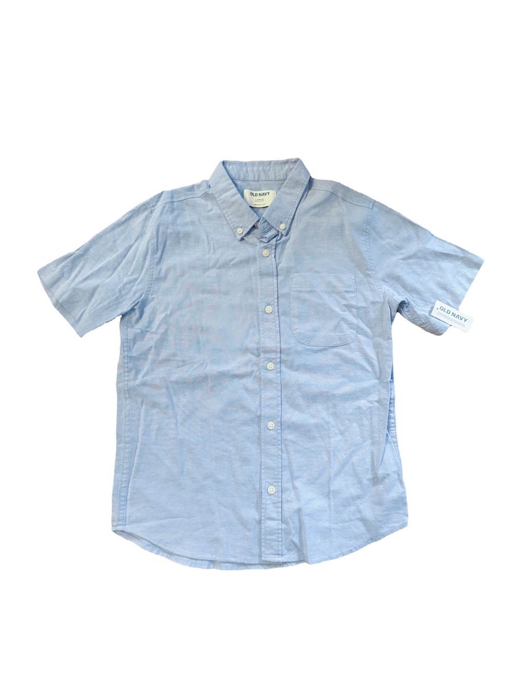 Old Navy Light Blue Short-Sleeve Button-Down Shirt size L 10/12  NWT